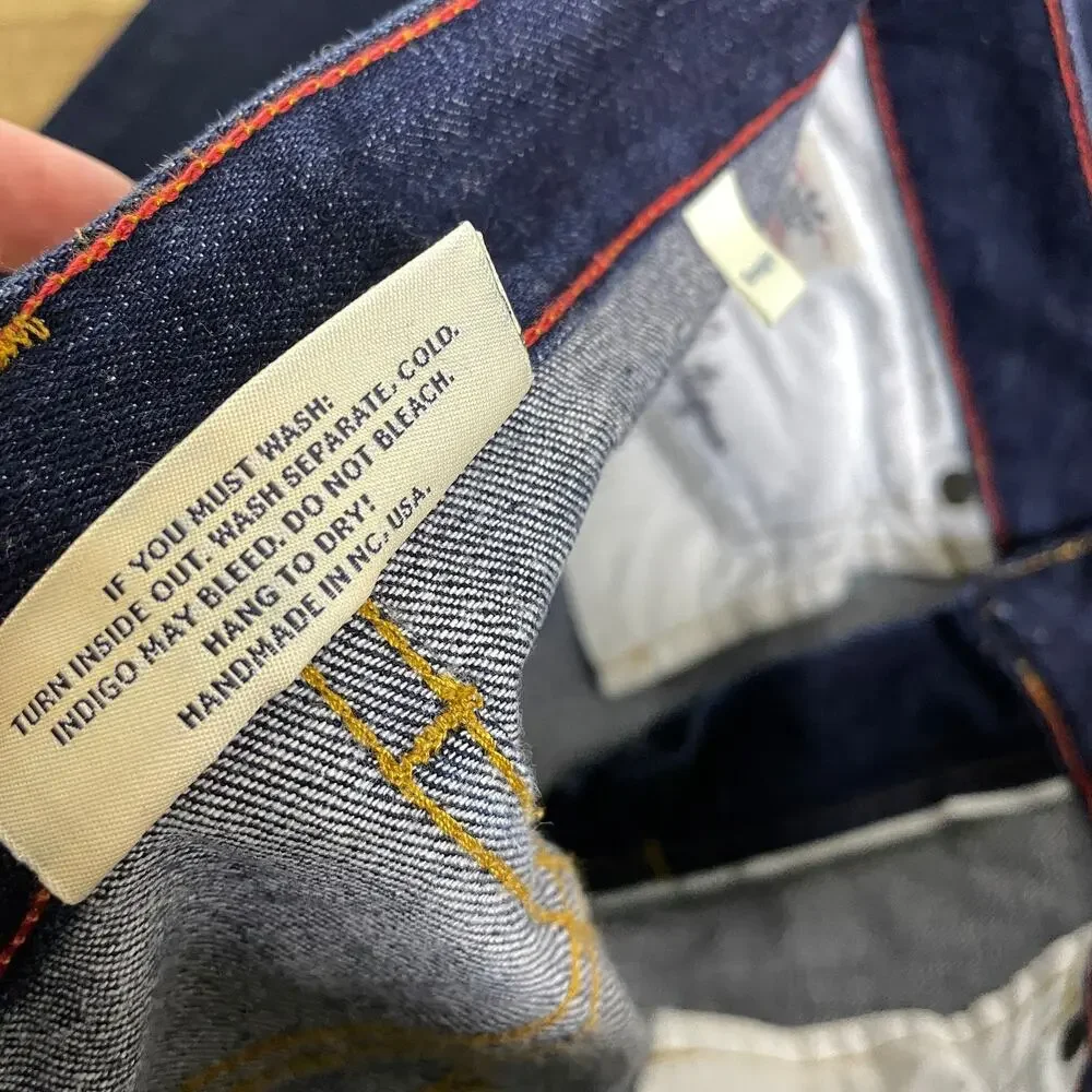 Raleigh Selvedge Straight Leg Jeans 25 Blue White Oak Cotton Stretch USA 27x28